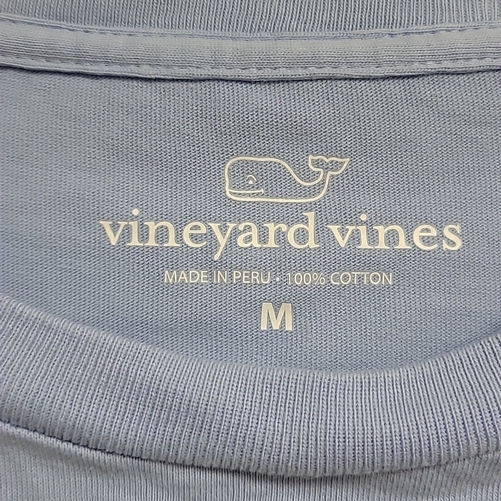 Vineyard Vines Long Sleeve Tee Light Blue with Orange Whale, Men's Sz Med - Picture 5 of 7